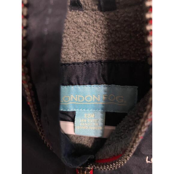 London Fog Coat Infant 12 Month Blue Red Hooded Zip Up - Picture 7 of 8